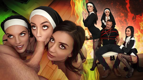Natalie Brooks Selena Love Fiona Frost-Three Horny Nuns Fuck the Devil Out of Him